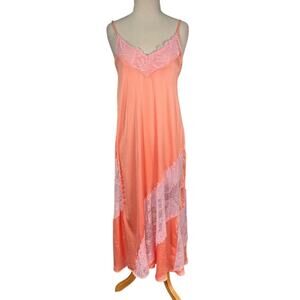 Intimately Free People Coral Lace Maxi Slip Dress SM Fairy Coquette Cottagecore